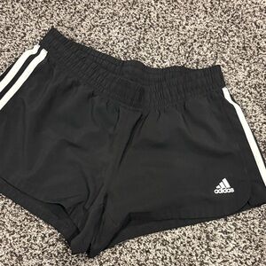 Adidas Women's Black Athletic Shorts with White Stripes